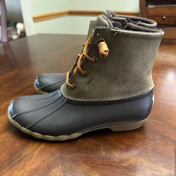 Sperry Saltwater Duck Boots / Olive & Brown / wmns sz 7.0 - Picture 3 of 6
